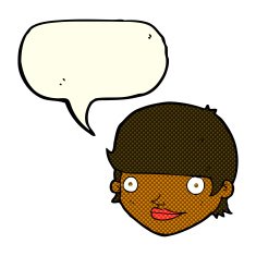 cartoon happy female face with speech bubble N92