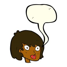 cartoon happy female face with speech bubble N93
