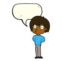 cartoon impressed boy with speech bubble N6