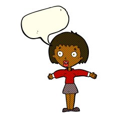 cartoon shocked woman with speech bubble N50