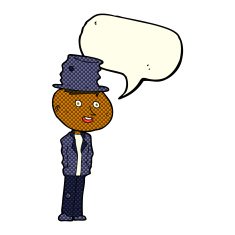 cartoon funny hobo man with speech bubble N6