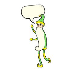 cartoon skinny santa with speech bubble N5