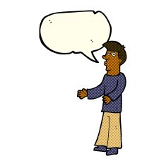 cartoon curious man with speech bubble N35