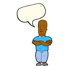cartoon annoyed bald man with speech bubble N6