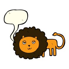 cartoon lion with speech bubble N7