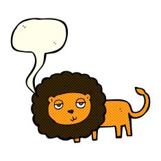 cartoon lion with speech bubble N8