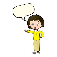cartoon shocked woman with speech bubble N51