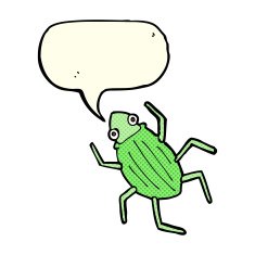cartoon bug with speech bubble N19