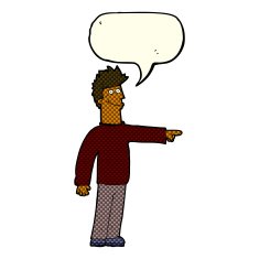cartoon happy pointing man with speech bubble N12