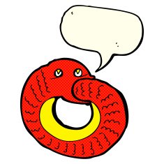 cartoon snake eating own tail with speech bubble N3