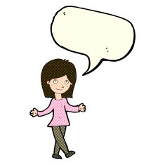 cartoon woman with no worries speech bubble N21