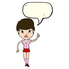 cartoon woman with idea speech bubble N120