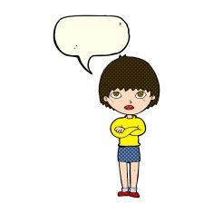 cartoon woman with crossed arms speech bubble N26