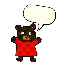 cartoon cute black bear with speech bubble N35