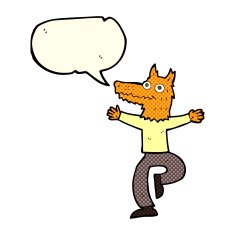 cartoon fox man with speech bubble N28