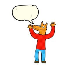 cartoon fox man with speech bubble N29