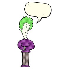 cartoon vampire with speech bubble N62