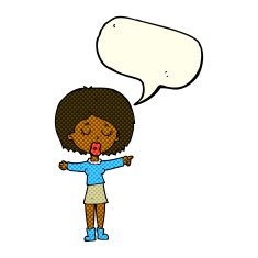 cartoon pointing woman with speech bubble N15