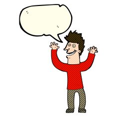 cartoon excited man with speech bubble N32