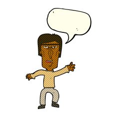 cartoon angry man waving warning with speech bubble N5