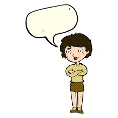 cartoon annoyed woman with speech bubble N92