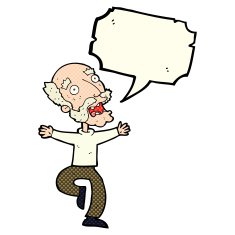 cartoon old man having a fright with speech bubble N5