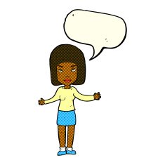 cartoon annoyed woman with speech bubble N93