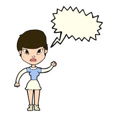 cartoon woman waving with speech bubble N166