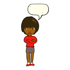 cartoon annoyed woman with speech bubble N94