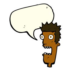 cartoon shocked man's face with speech bubble N5