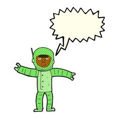 cartoon space man with speech bubble N10