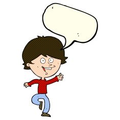 cartoon happy waving boy with speech bubble N10