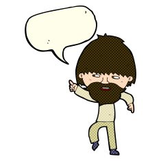 cartoon bearded man pointing and laughing with speech bubble N5