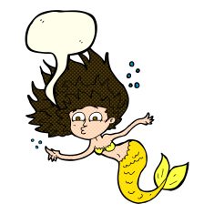 cartoon mermaid with speech bubble N33
