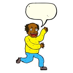 cartoon evil old man with speech bubble N10