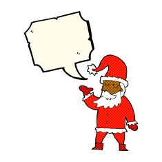 cartoon santa claus with speech bubble N95