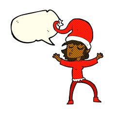 santa's helper cartoon with speech bubble N5