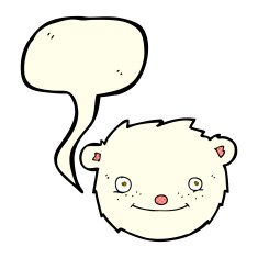 cartoon polar bear head with speech bubble N5