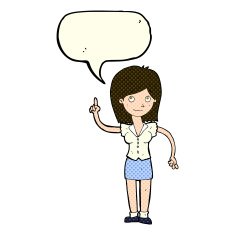 cartoon woman with idea speech bubble N121