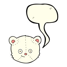 cartoon polar bear head with speech bubble N6