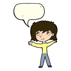 cartoon happy girl with speech bubble N41