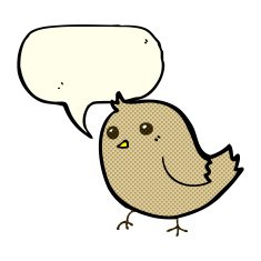 cartoon bird with speech bubble N156