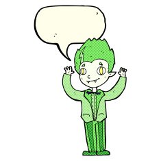 cartoon vampire boy with speech bubble N5