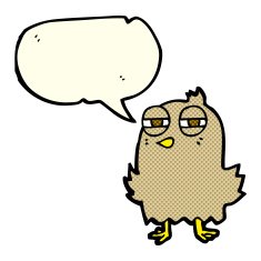funny cartoon bird with speech bubble N62