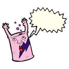 cartoon soda can character with speech bubble N6