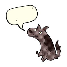 cartoon sitting dog with speech bubble N5