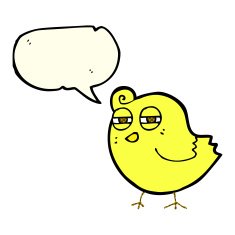 funny cartoon bird with speech bubble N63