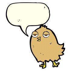 funny cartoon bird with speech bubble N64