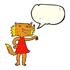 cartoon fox girl with speech bubble N3