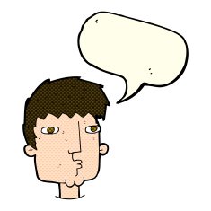 cartoon curious man with speech bubble N36